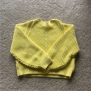 H&M Vibrant Yellow Crew Neck Cable Sweater